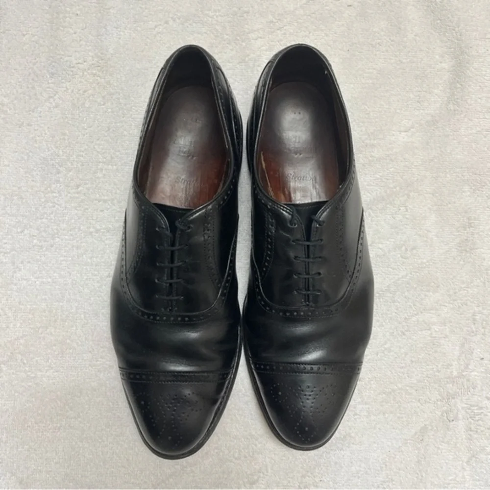 Allen Edmonds Stratton Mens Lace Up Oxford Dress Shoes Black Cap Toe Size 9.5D - Picture 2 of 10
